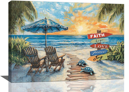 Beach Ocean Bathroom Pictures Wall Art, Seaside Coastal Bathroom Wall Decor, Sunrise Framed