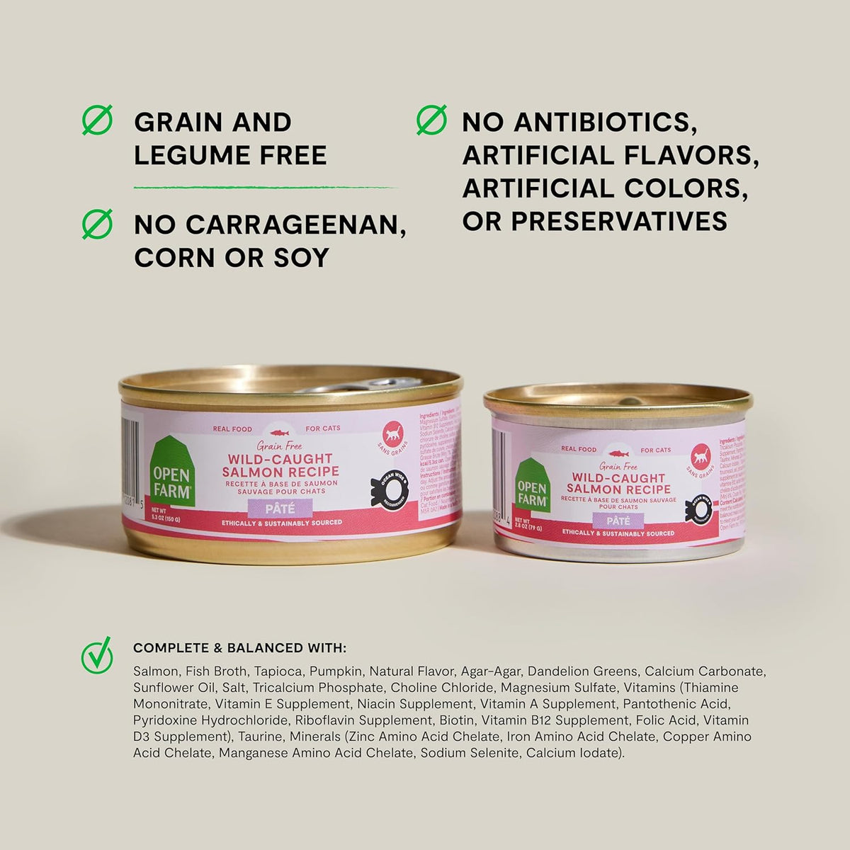 Open Farm Canned Cat Food, Paté for Complete & Balanced Nutrition, Grain-Free and Legume-Free Wet