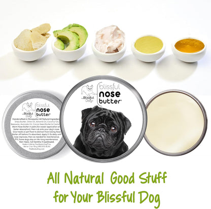The Blissful Dog Black Pug Nose Butter for Dry, Cracked Skin, Lick-Safe Dog Nose Balm with