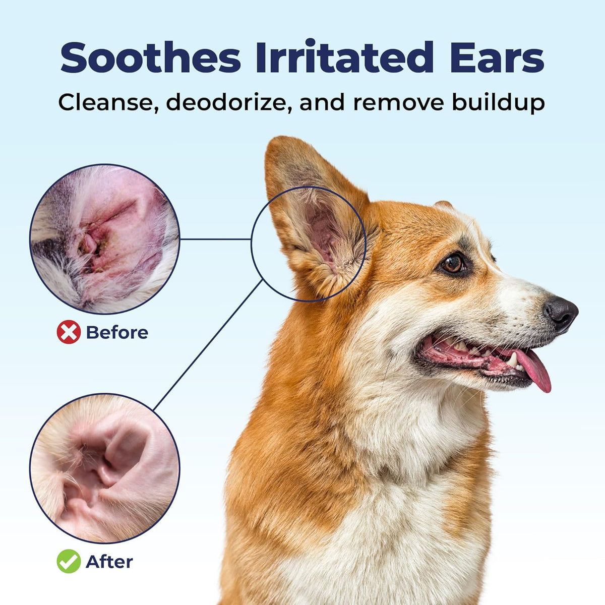 Vetnique Oticbliss Advanced Cleaning Ear Wipes for Dogs for Odor Control, Dirt and Wax Removal with