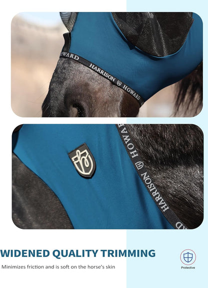 Harrison Howard Horse Fly Mask with Forelock Opening Stretch Breathable and Comfortable for Horses
