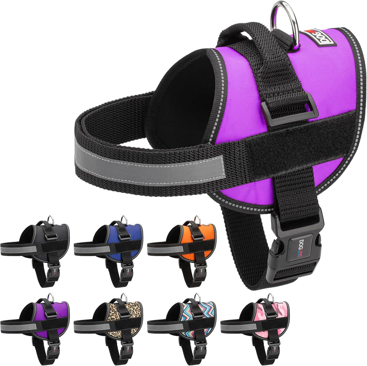 Dogline Dog Harness, Reflective No-Pull Adjustable Vest with Handle for Walking, Training