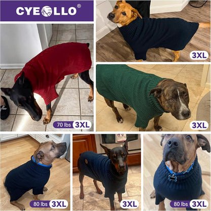 cyeollo 4XL Dog Sweater, Stretchy & Cozy Warm Dog Sweaters for Large Dogs Boy, Pullover Knit Fall