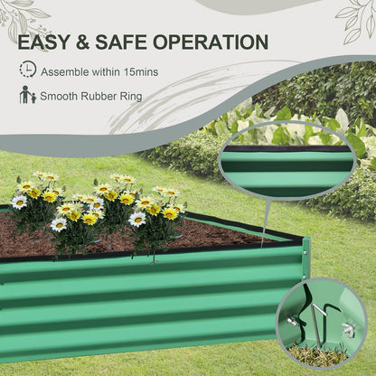 Domi Galvanized Raised Garden Bed, 8x4x1Ft Thickening Metal Planter Box for Vegetables Bottomless