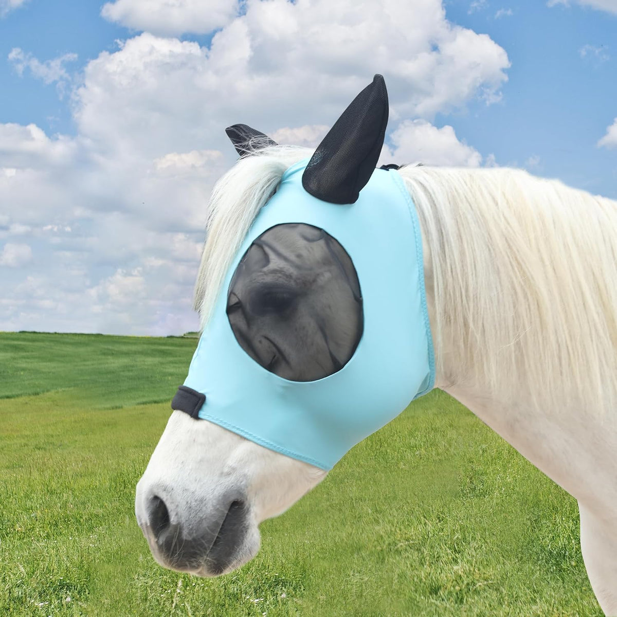 Stretchy Horse Fly Mask for Horses, Soft Lycra Equine Mesh Mask, Elasticity Horse Face Covering