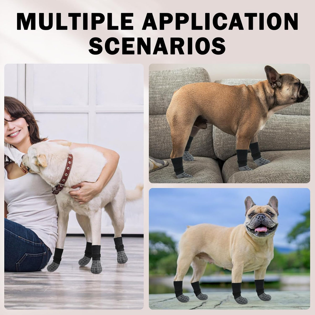 SCENEREAL Dog Socks to Prevent Licking Paws for Hardwood Floors Anti Slip, Dog Grippy Socks Shoes
