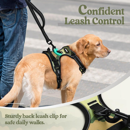 rabbitgoo Dog Harness No Pull with 2 Leash Clips, Adjustable Soft Padded, Reflective Oxford No