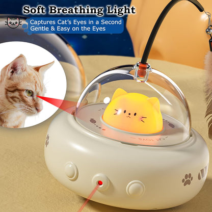 hooroor 2-in-1 UFO Laser Cat Toy – Automatic Motion with Feather, Rechargeable Smart Sensor