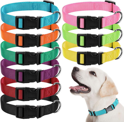 9 Pieces Adjustable Dog Collar for Animal, Soft Nylon Pets Puppy Collar with Quick Release Buckle