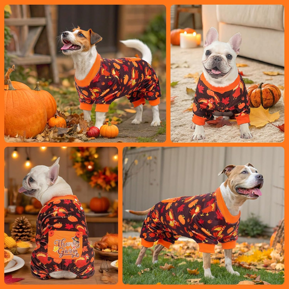 BEAUTYZOO Dog Thanksgiving Pajamas Small Sized Dog, Fleece Funny Ghost Pumpkin Costumes for Dogs