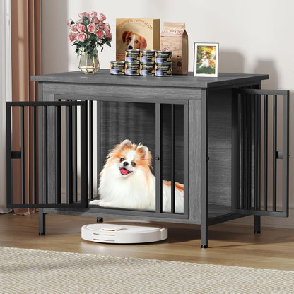 EasyCom 31.5" Small Dog Crate Furniture, Chew-Resistant Dog Crates for Small and Medium Dogs, Dog