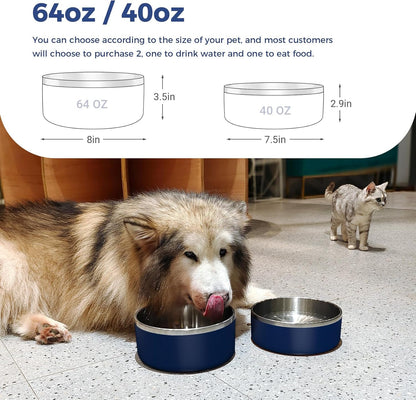 Dog Bowl, Stainless Steel Dog Food and Water Bowl with Non Slip Quiet Bottom, Easy to Clean