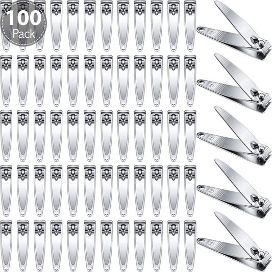 Mudder 100 Pieces Nail Clippers Set Bulk for Men Women Ultra Sharp Stainless Steel Fingernail and