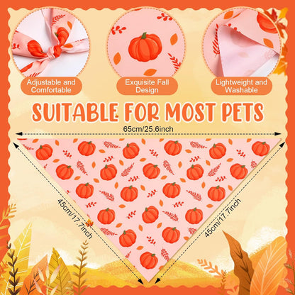 Weewooday 50 Pcs Fall Dog Bandanas Bulk for Dogs Thanksgiving Soft Bibs Adjustable Triangle Pet