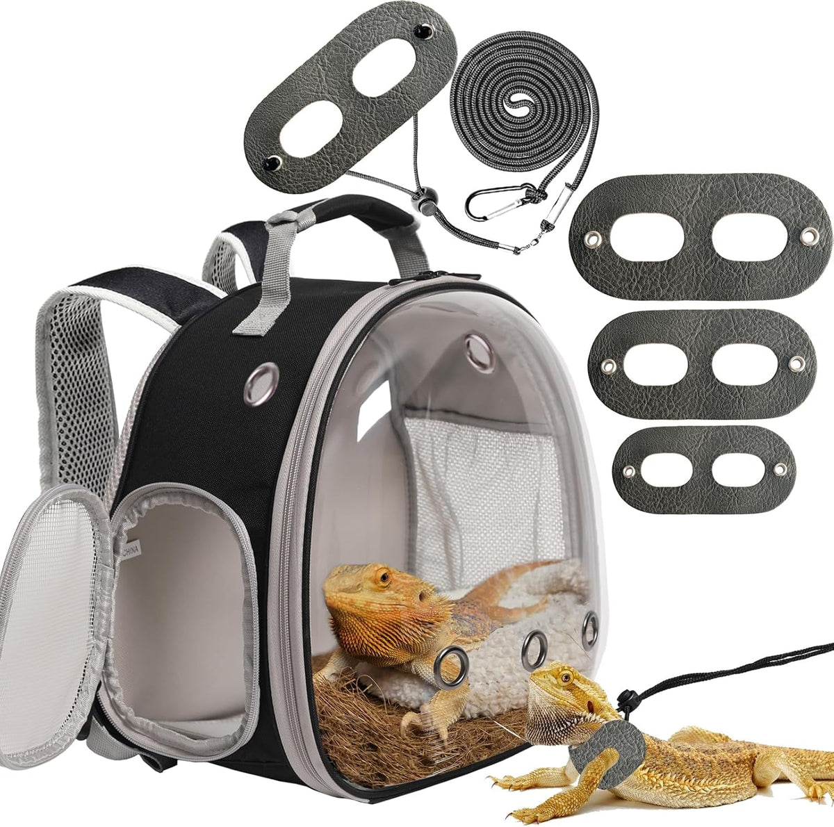 Bearded Dragon Travel Backpack with Harness and Leash Set,Lizard Backpack Travel Carrier,Space