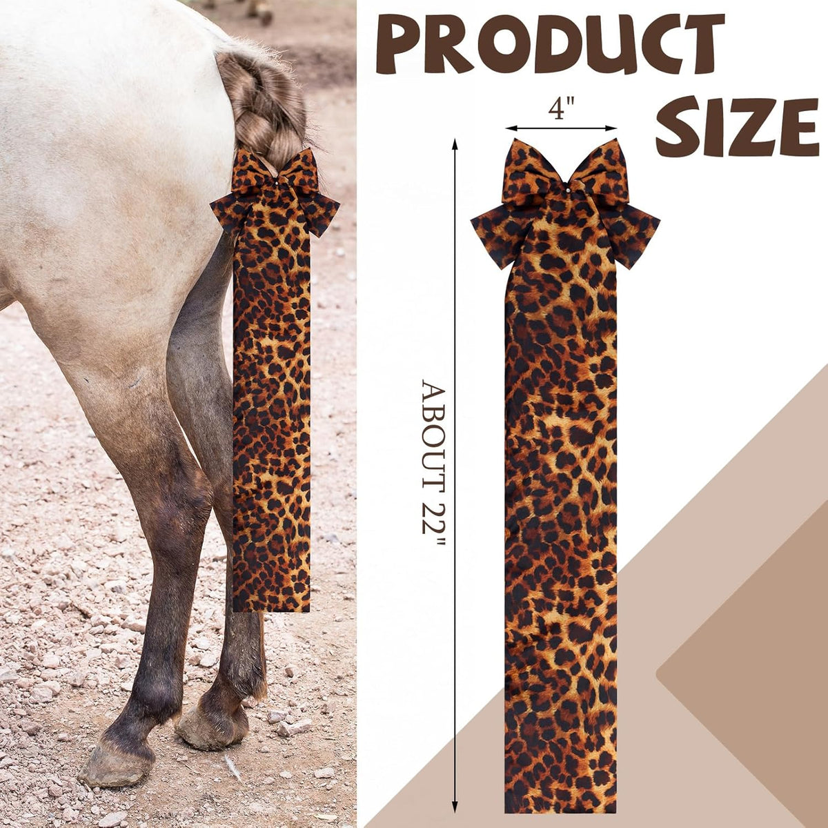 6 Pcs Horse Tail Bag Breathable Guard 22" Slip on Horse Care Tail Wrap 2 Strand Closure Straps