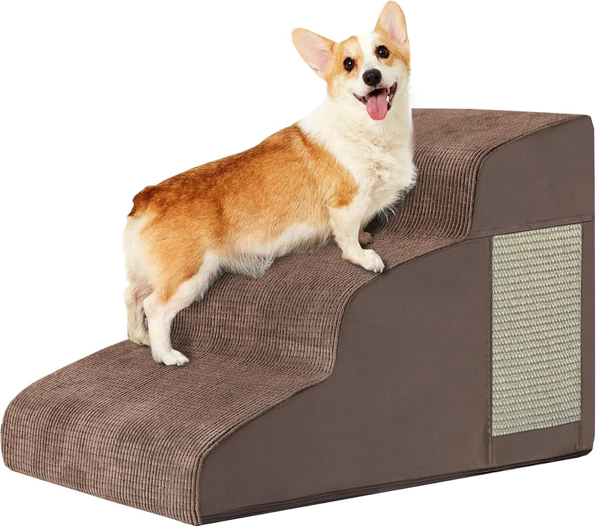 Pet Stairs, Dog Stairs for Small Dogs, Dogs Steps, 3-Step Curved Dog Ramp for Bed, Couch, Sofa, Car