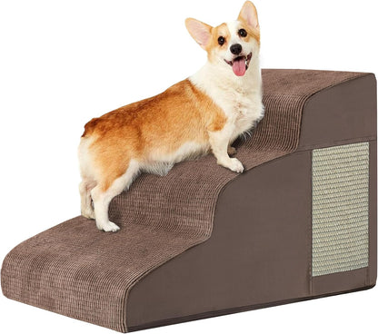 Pet Stairs, Dog Stairs for Small Dogs, Dogs Steps, 3-Step Curved Dog Ramp for Bed, Couch, Sofa, Car