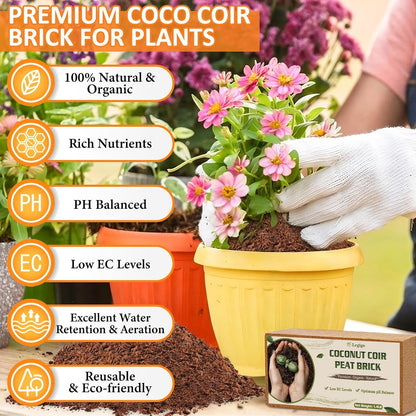 Legigo 4 Pack Premium Coco Coir Brick for Plants- 100% Organic Compressed Coconut Coir Bricks
