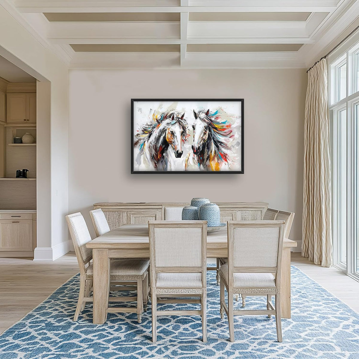 Quorin Horse Large Wall Art White Horse Animal Pictures Wall Decor Colorful Graffiti Canvas Print