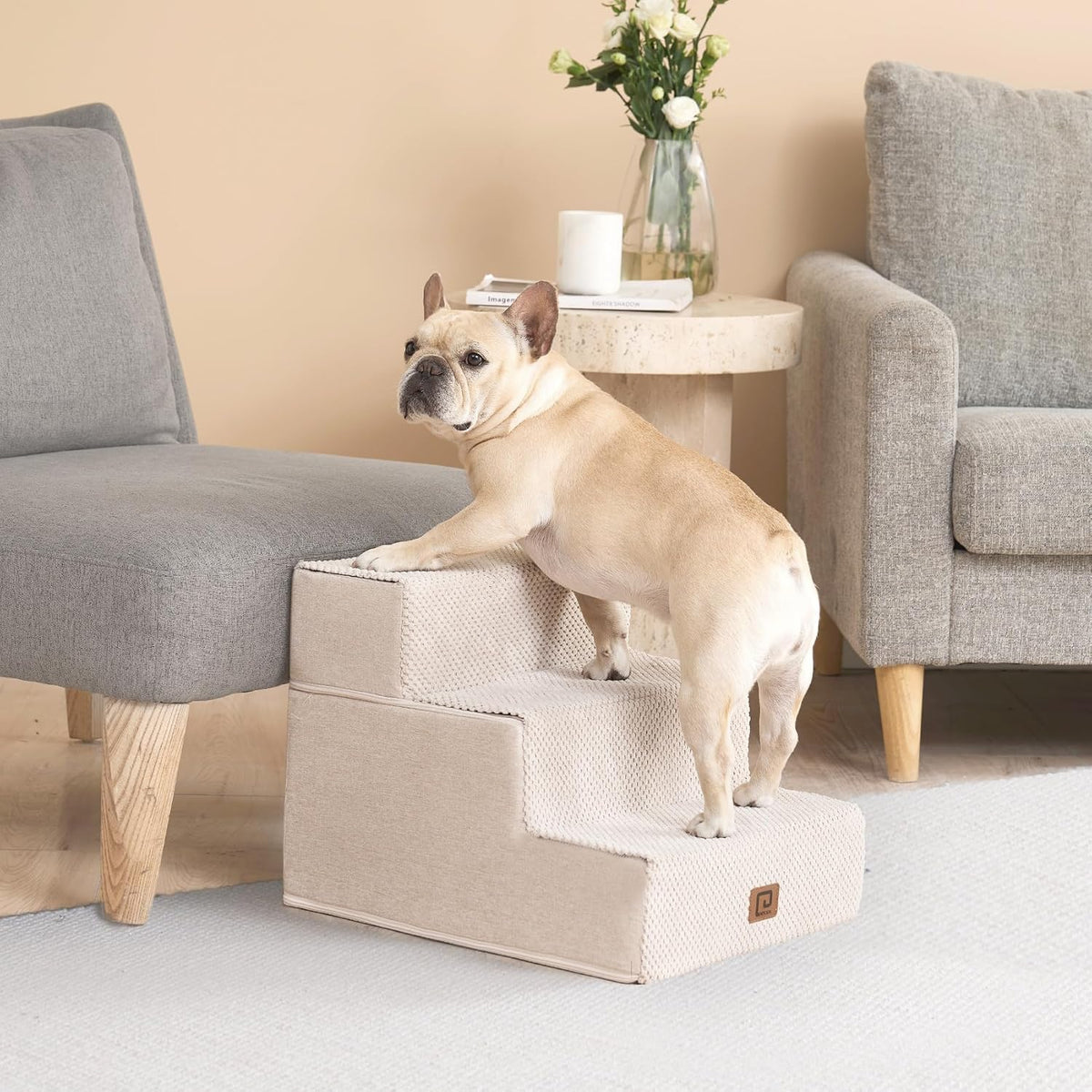 EHEYCIGA Dog Stairs for Small Dogs 13.5" H, 3-Step Dog Steps for Couch Sofa and Chair, Pet Steps