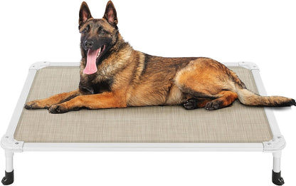 Veehoo Chew Proof Elevated Dog Bed - Cooling Raised Pet Cot - Silver Aluminum Frame and Durable