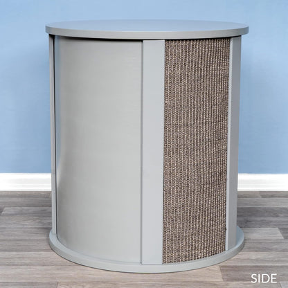THE REFINED FELINE Purrrrfect End Table Cat Bed Cave in Smoke Gray, Multipurpose Wood Cat Furniture