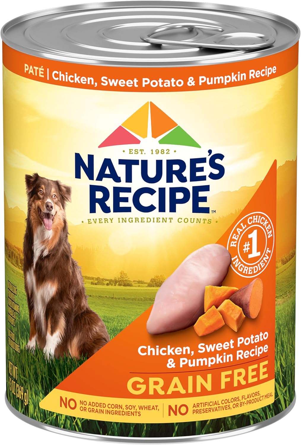 Nature's Recipe Grain Free Chicken, Sweet Potato, and Pumpkin Recipe Wet Dog Food, 13 oz. Can, 12