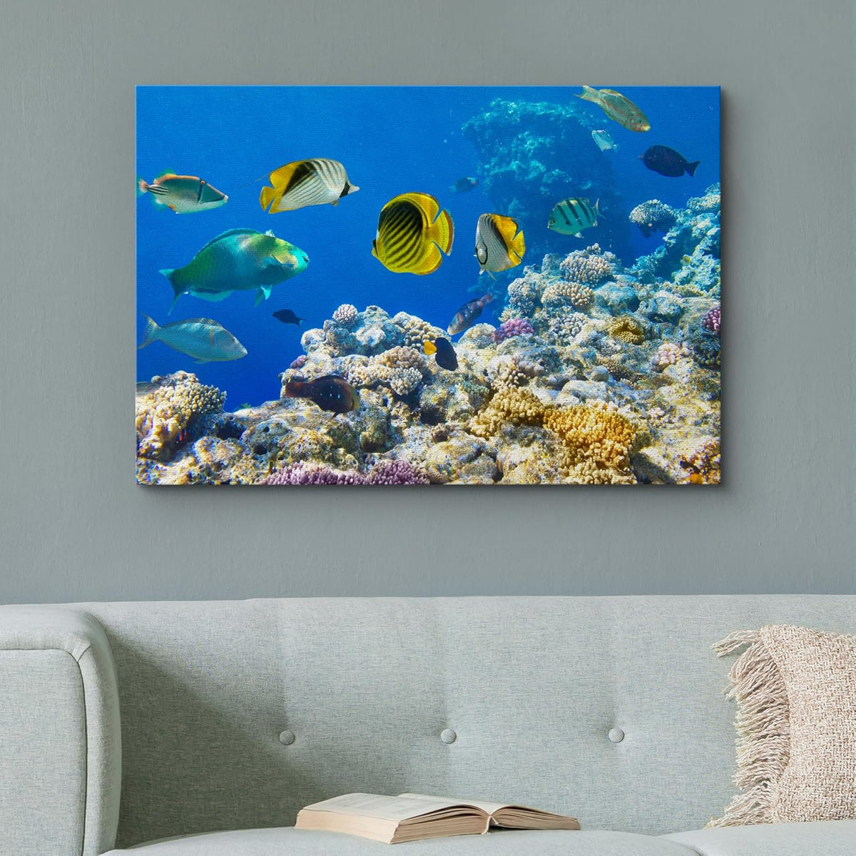 wall26 Canvas Print Wall Art Tropical Island Ocean Sea Fish Coral Reef Nature Animals Photography