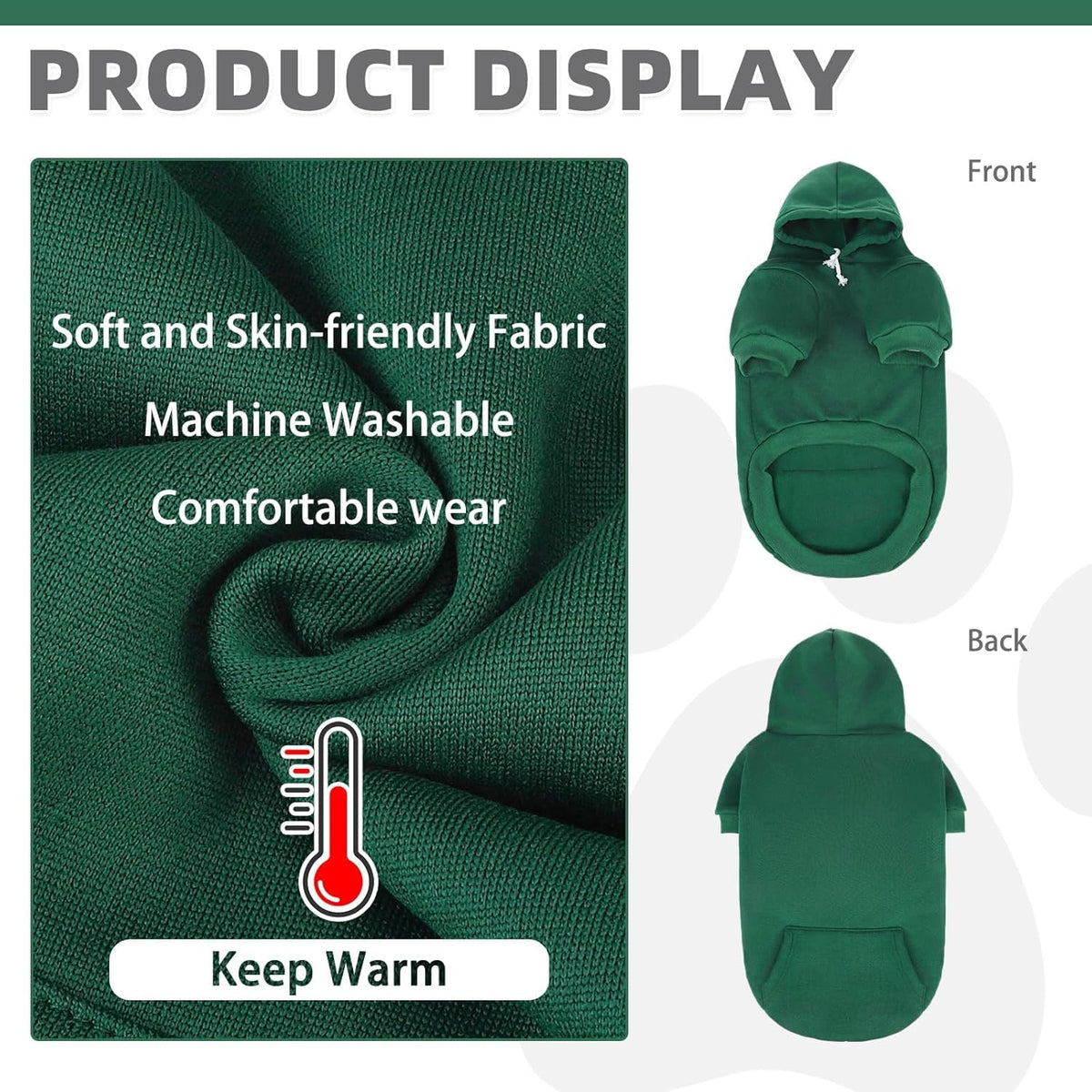 KOOLTAIL Basic Dog Hoodie - Soft & Warm Dog Hoodie Sweater with Leash Hole and Pocket, Dog Winter