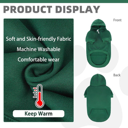 KOOLTAIL Basic Dog Hoodie - Soft & Warm Dog Hoodie Sweater with Leash Hole and Pocket, Dog Winter