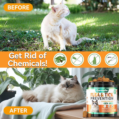 Flea and Tick Treatment for Cats - 200 Chews Flea and Tick Prevention for Cat Chewables - Flea