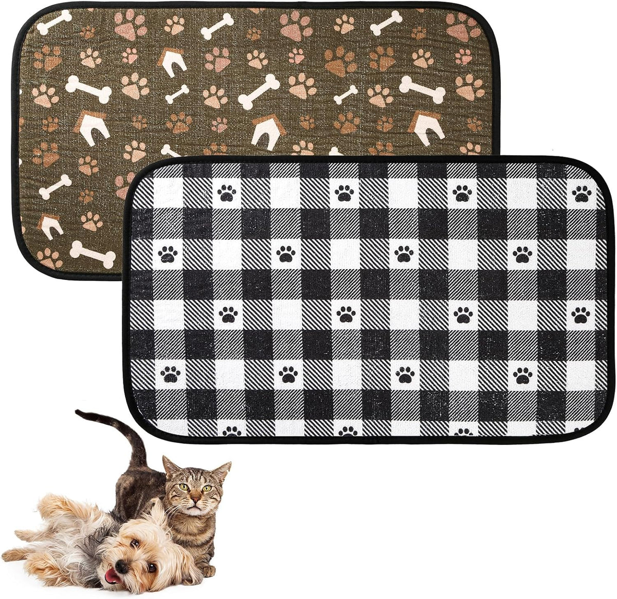 Dog Food Mats, Pet Bowl Mats, Super Absorbent and Dry, Prevents Spills, Non-Slip Design, Easy to