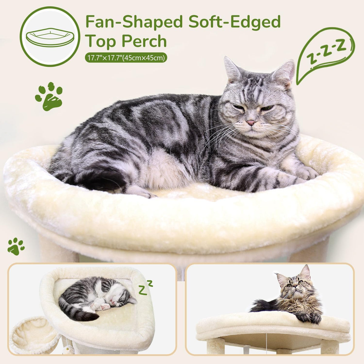 Globlazer Corner Cat Tree, 51in Curved Series Modern Cat Tower for Indoor Cats with Hammock, 7