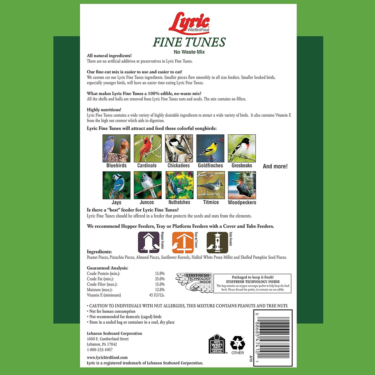 Lyric Fine Tunes No Waste Bird Seed 5 lb. Bag and Lyric Finch Small Songbird Wild Bird Food 5 lb.