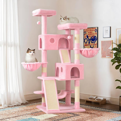 SHA CERLIN 65in Larger Cat Tree Tower Condo for Indoor Kitties/Multi-Level Furniture Activity