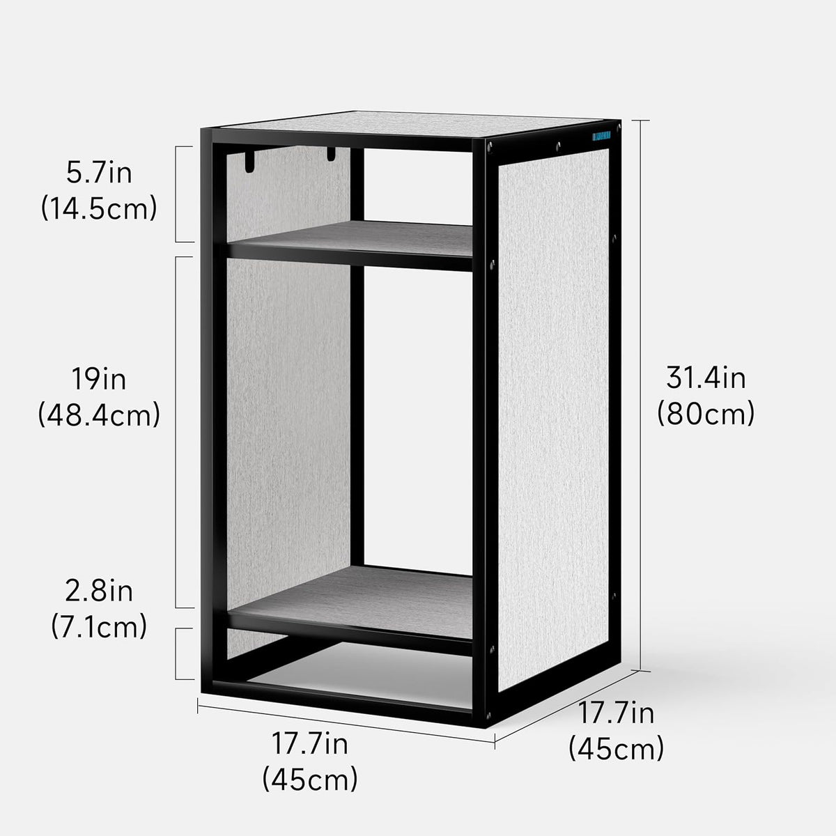 LANDEN Gray Metal Frame Stand, Three-Shelf for Fish Tanks up to 20 Gal, CLX45-45x45x80cm
