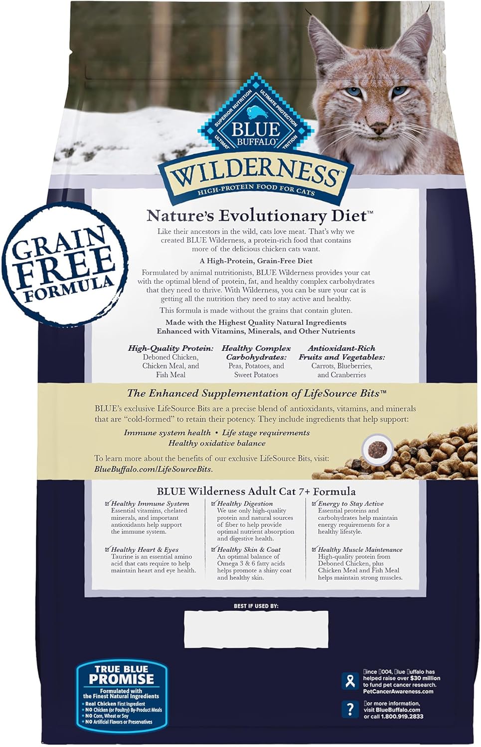 Blue Buffalo Wilderness Natural Mature Dry Cat Food for Cats 7+ Years, High-Protein and Grain-Free
