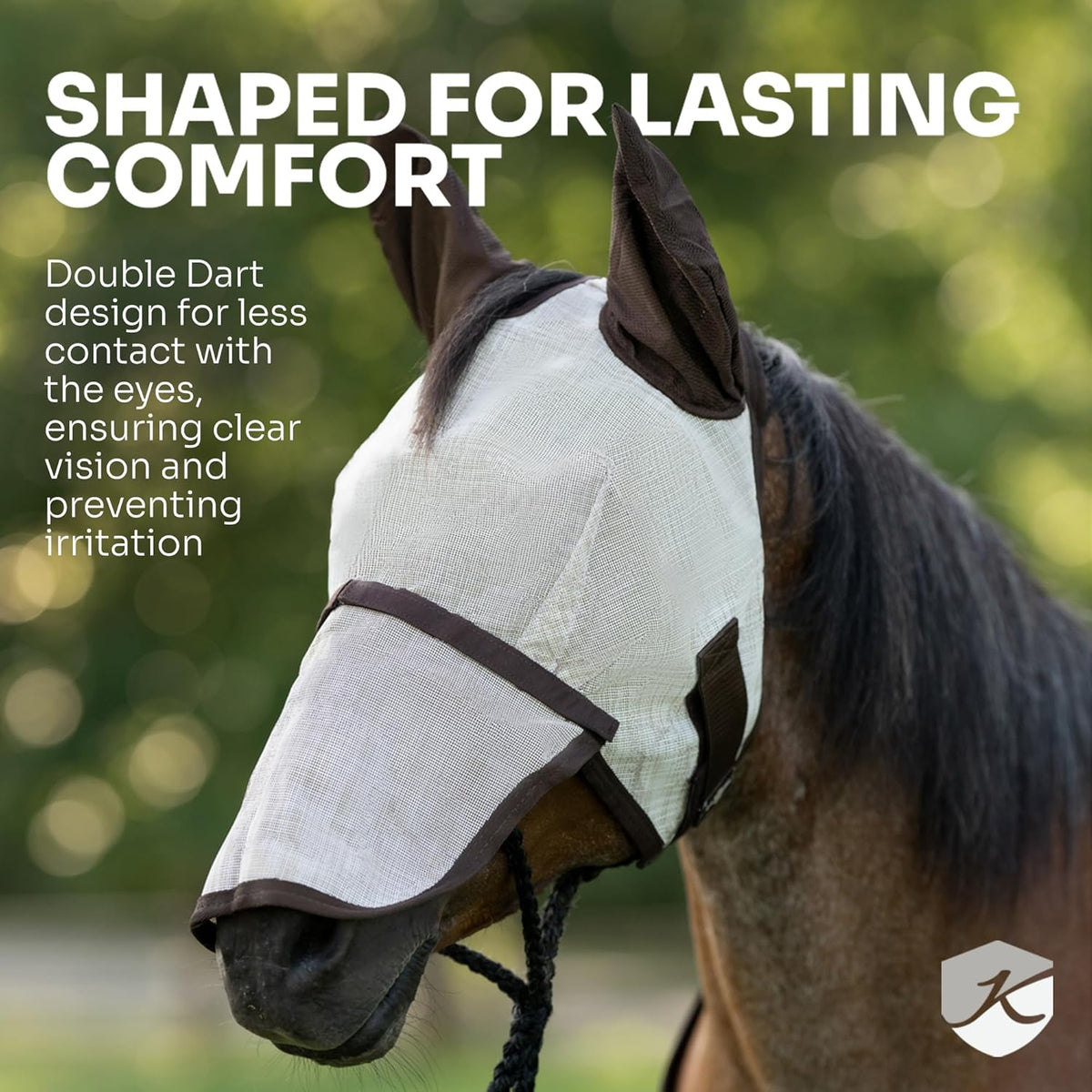 Kensington UV Fly Mask with Fleece Trim - Protective Mask with Dual Ear Opening & Forelock Freedom