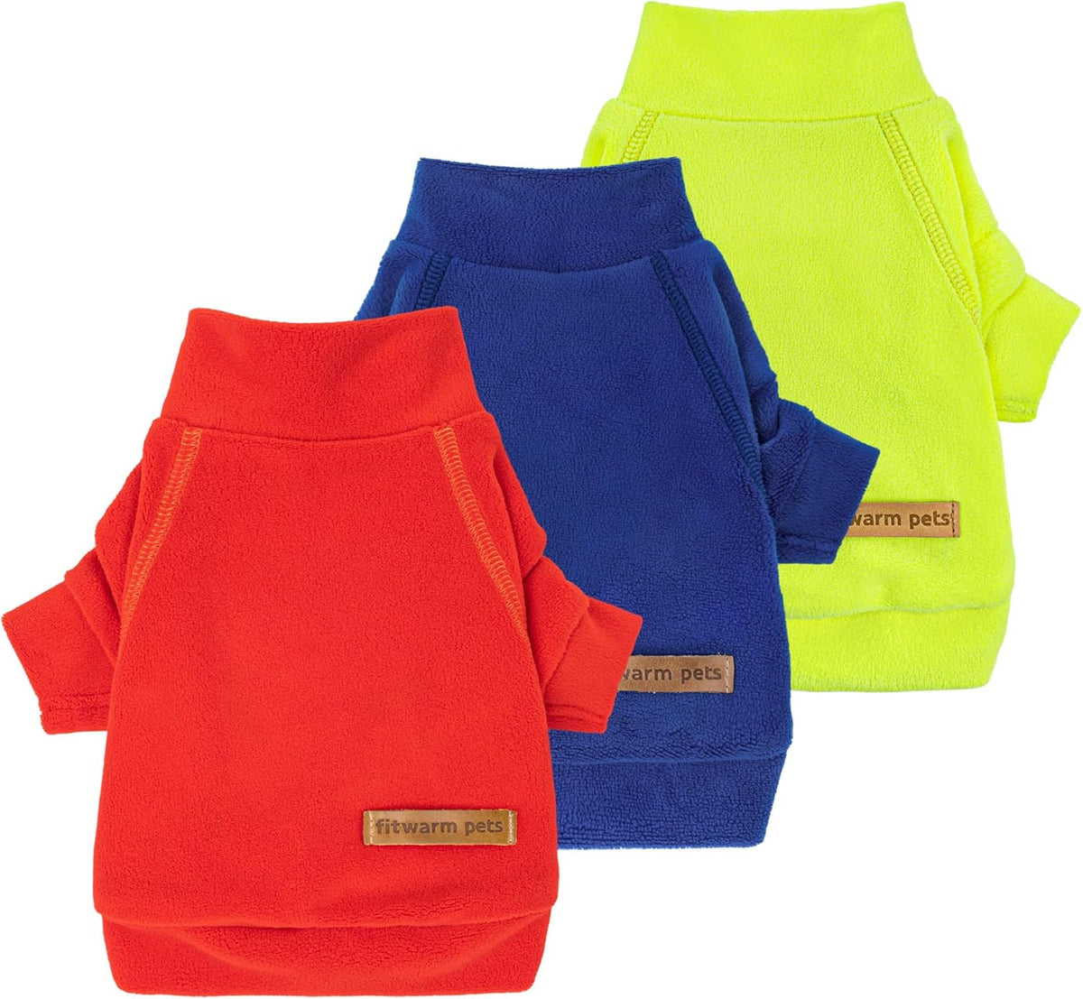 Fitwarm 3 Pack Classic Fleece Dog Sweater, Winter Clothes for Small Dogs Boy Girl, Turtleneck Dog