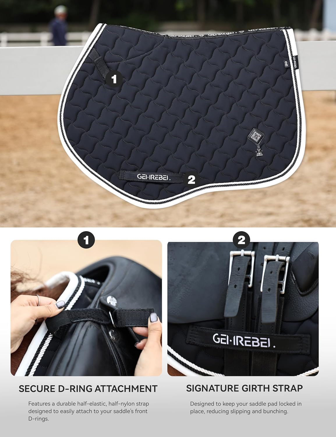 Close Contact Non-Slip Design Horse Riding Pad Moisture-Wicking Shock Absorbing English Saddle Pad