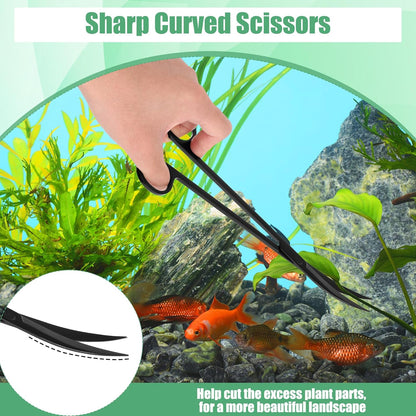 Aquarium Aquascape Tools Kit, 4 in 1 Anti-Rust Aquatic Plant Aquascaping Tool Stainless Steel Black