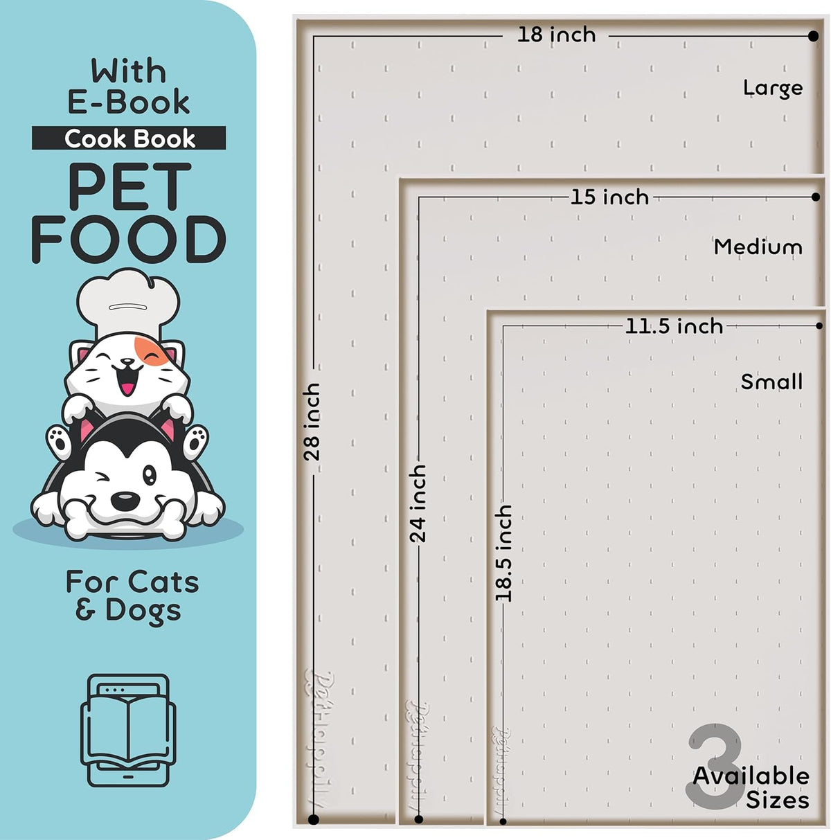 Dog Food Mat - 24x15 Raised Edges Dogs Mat for Food and Water Prevent Spill, Waterproof Cat Food