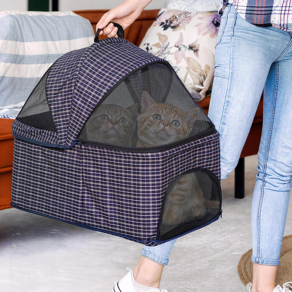 Magshion Foldable Pet Stroller, 3-in-1 Dog Travel Jogger with Detachable Carrier, Cup Holder