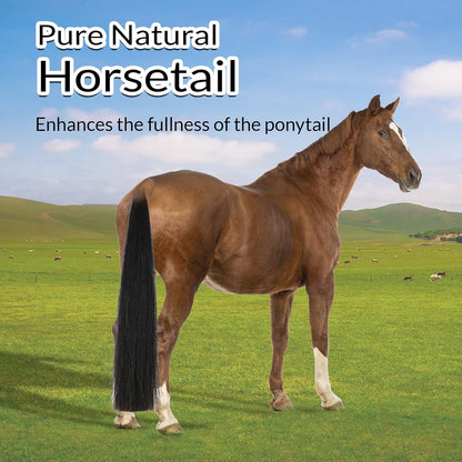 Horse Tail Extension with Braided Horsehair Loop, Blunt Cut Bottom, 3/8 lb, 28-30 inches (Natural