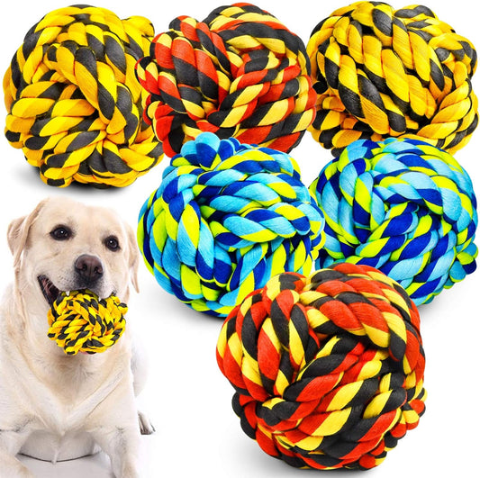SHARLOVY Dog Toys for Aggressive Chewers, Dog Balls for Large Breeds, Heavy Duty Cotton Rope Chew