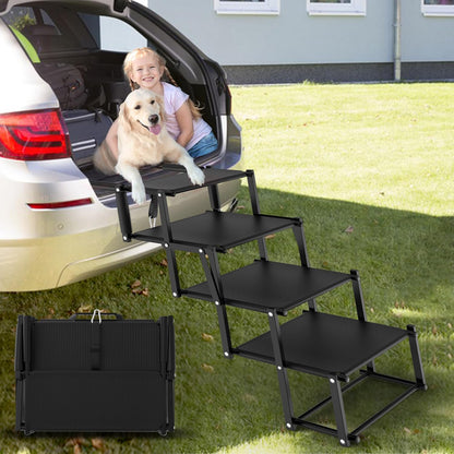 Extra Wide Dog Stairs for Large Dogs, Foldable Dog Ramp for Car with Non-Slip Surface, Lightweight