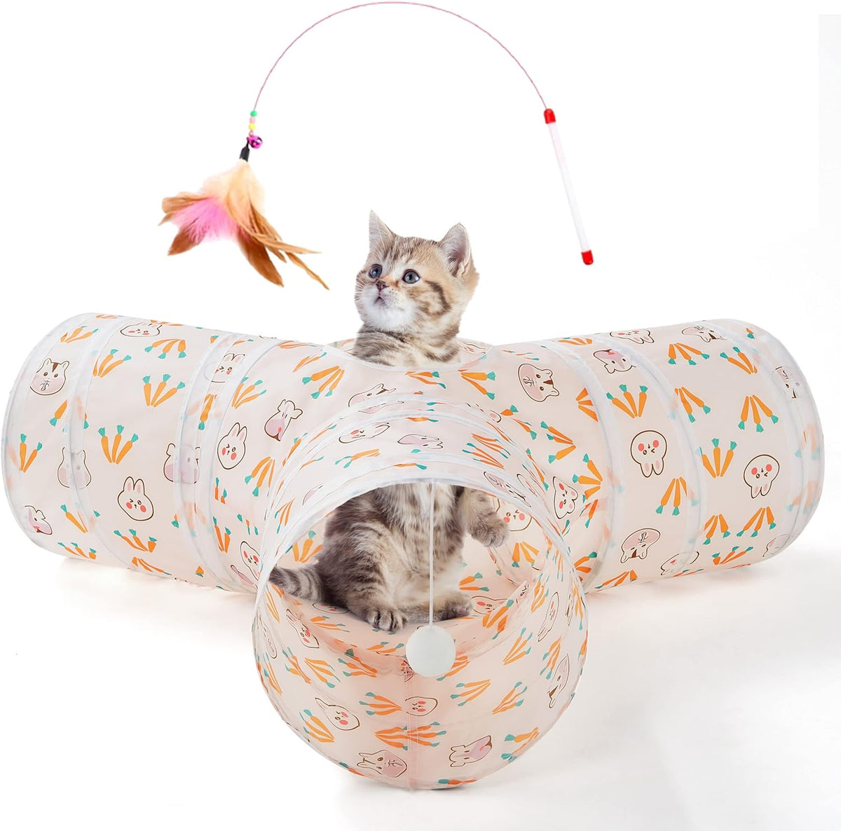 Tempcore Pet Cat Tunnel Tube Cat Toys 3 Way Collapsible, Cat Tunnels for Indoor Cats，Kitty Tunnel