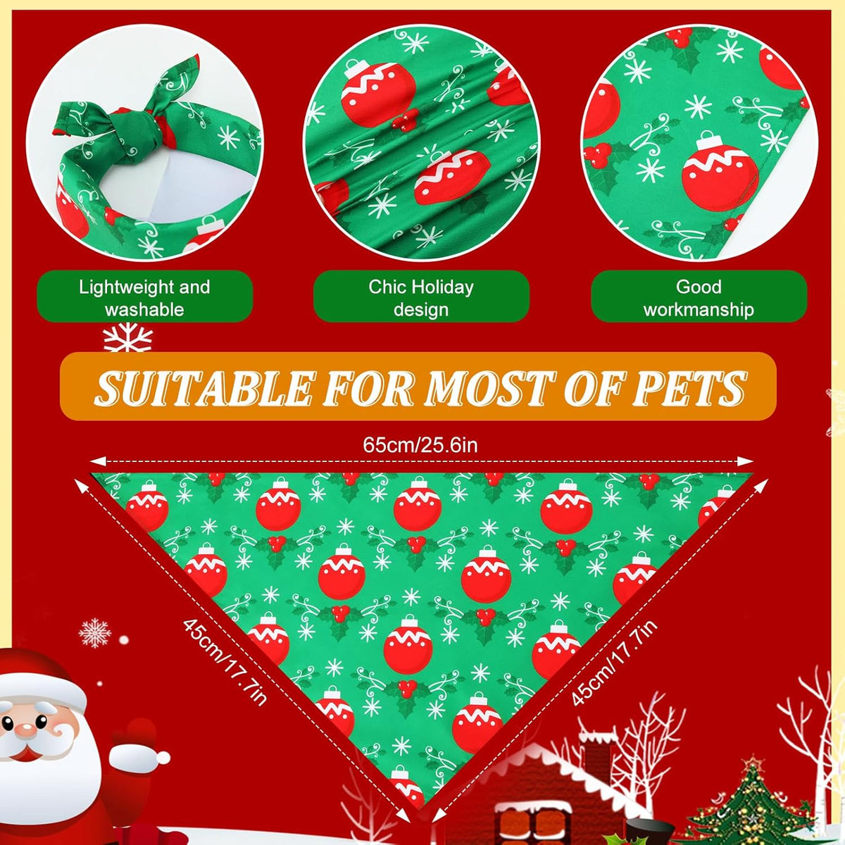 Abbylike 50 Pcs Christmas Dog Bandanas Bulk Xmas Bandanas for Dogs Triangle Kerchief Bibs Scarf Set
