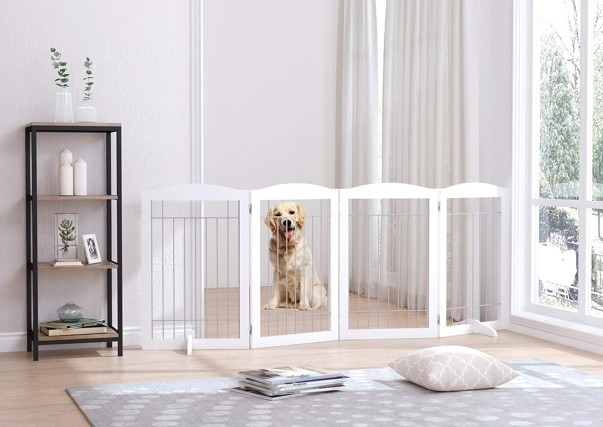 Spirich Free Standing Foldable Wire Pet Gate for Dogs, 80 Inches Extra Wide, 30 Inches Tall 4